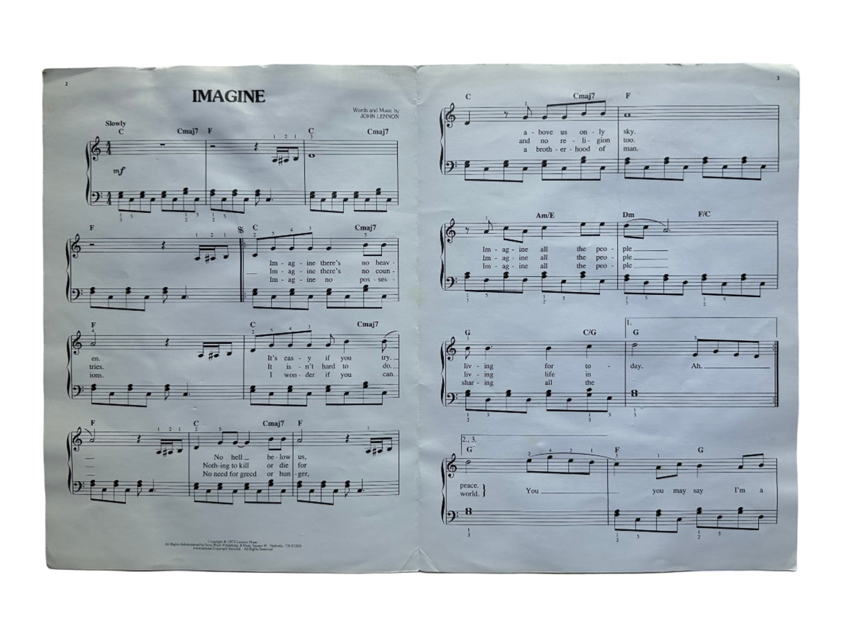 Vintage John Lennon “Imagine” Sheet Music – Nashville Recording Supply