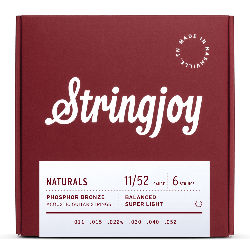 Stringjoy Naturals | Super Light Gauge (11-52) Phosphor Bronze Acoustic Guitar Strings