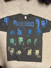 Load image into Gallery viewer, Vintage Jimi Hendrix T-shirt - AOP Spraypaint Hendrix Faces