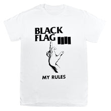 Load image into Gallery viewer, Black Flag Band T-shirt My Rules Art Wahoo Williams Tee SST Records