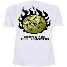 Load image into Gallery viewer, Bring Me The Horizon Mens T-shirt - BMTH Globe on Fire / Flame - Band Tees