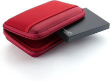 Load image into Gallery viewer, Red Drive Logic DL-64 case partially opened with a portable external hard drive