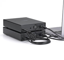 Load image into Gallery viewer, Two Oyen Digital HDX Pro C hard drives daisy-chained to a laptop