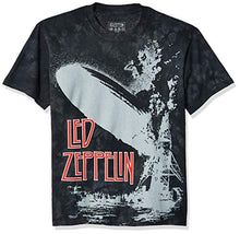 Load image into Gallery viewer, Led Zeppelin Blimp Exploding All Over Mens T-shirt- Liquid Blue