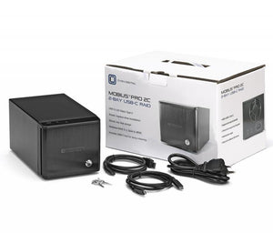 OYEN DIGITAL Mobius Pro 2C | 2-Bay RAID System [USB-C] Packaging & Cables