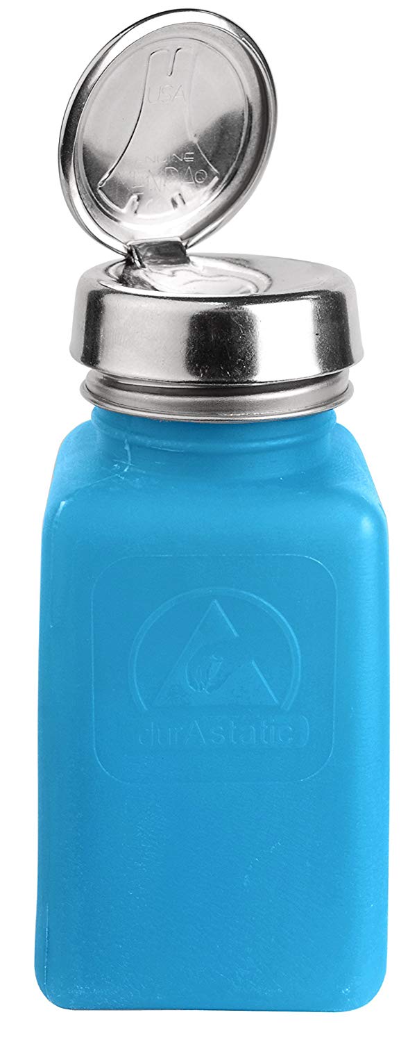 ESD-Safe 8 oz Blue Alcohol Dispenser Bottle with One-Touch Pump Top